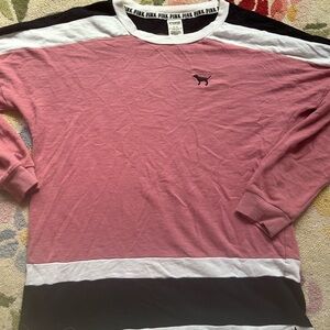 Victoria's Secret Pink and Black Long Sleeve Tee